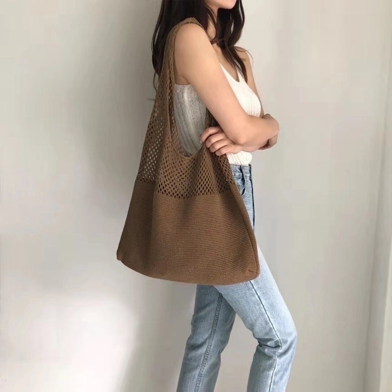 Women's Basic Solid Color Polyester Shopping Bags