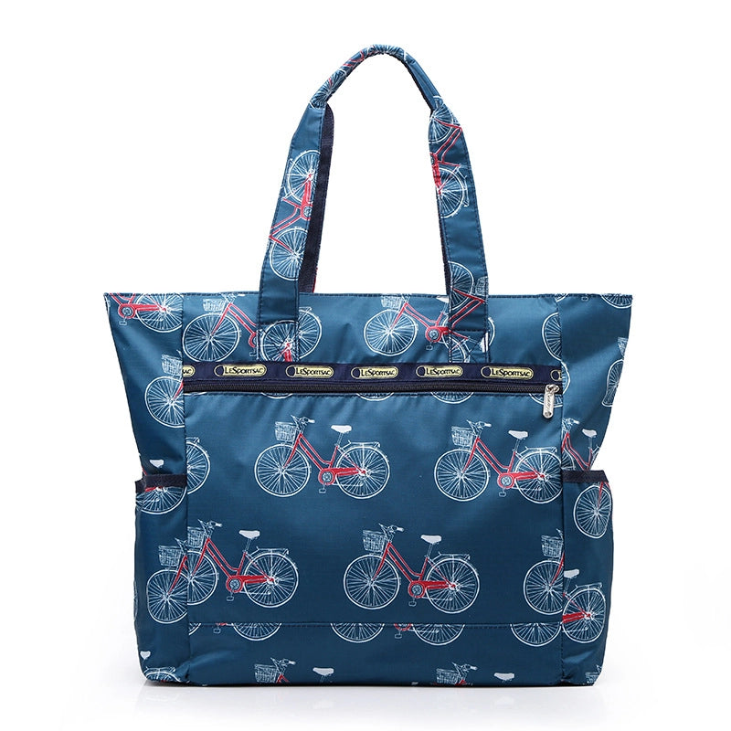 Women's Large Oxford Cloth Printing Classic Style Square Zipper Shoulder Bag