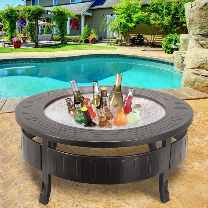 Fire Pits For Garden Wood Burning Cast Iron Firepit Round Fire Bowl Grill. Outdoor Garden Terrace Barbecue