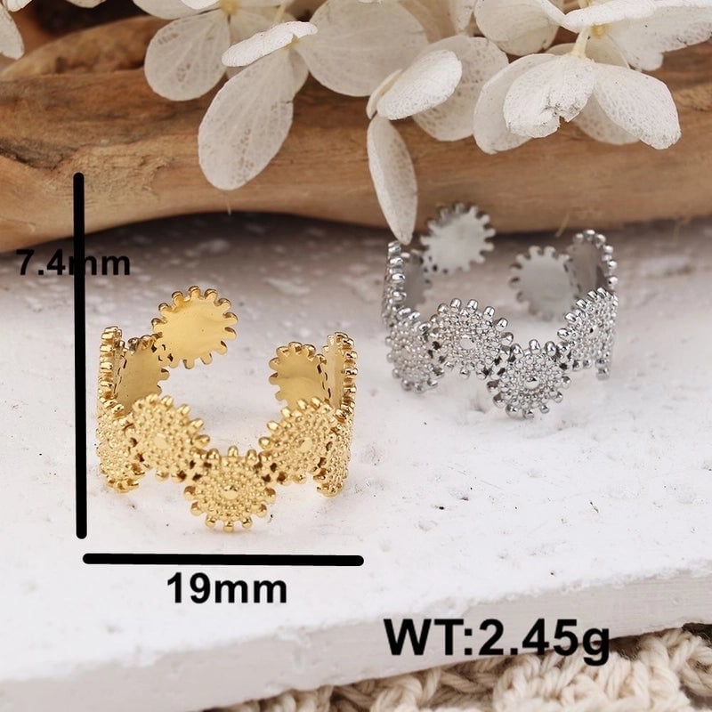 Princess Minimalist Solid Color 302 Stainless Steel 18K Gold Plated Rings