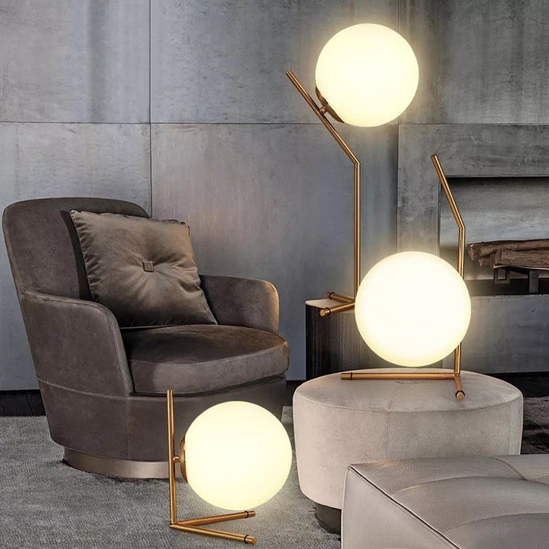 Modern Brass and Globe Table Lamp