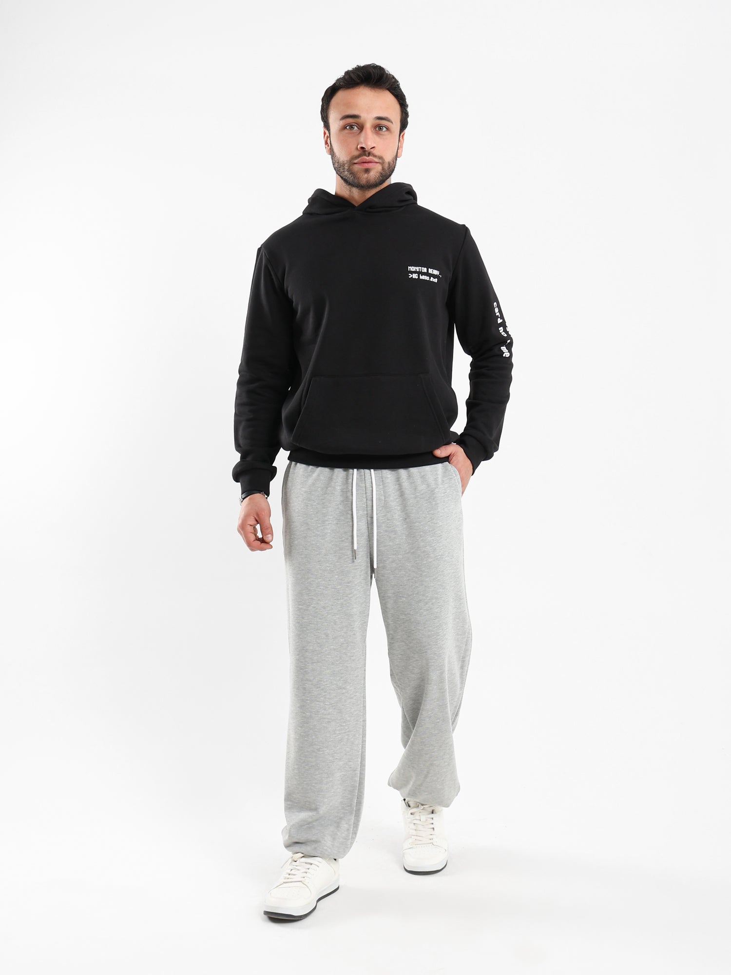 Elastic Waist Sweatpants with Ribbed Hem