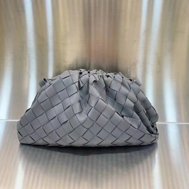 Black Grey Ivory Pu Leather Solid Color Weave Cloud Shape Clutches