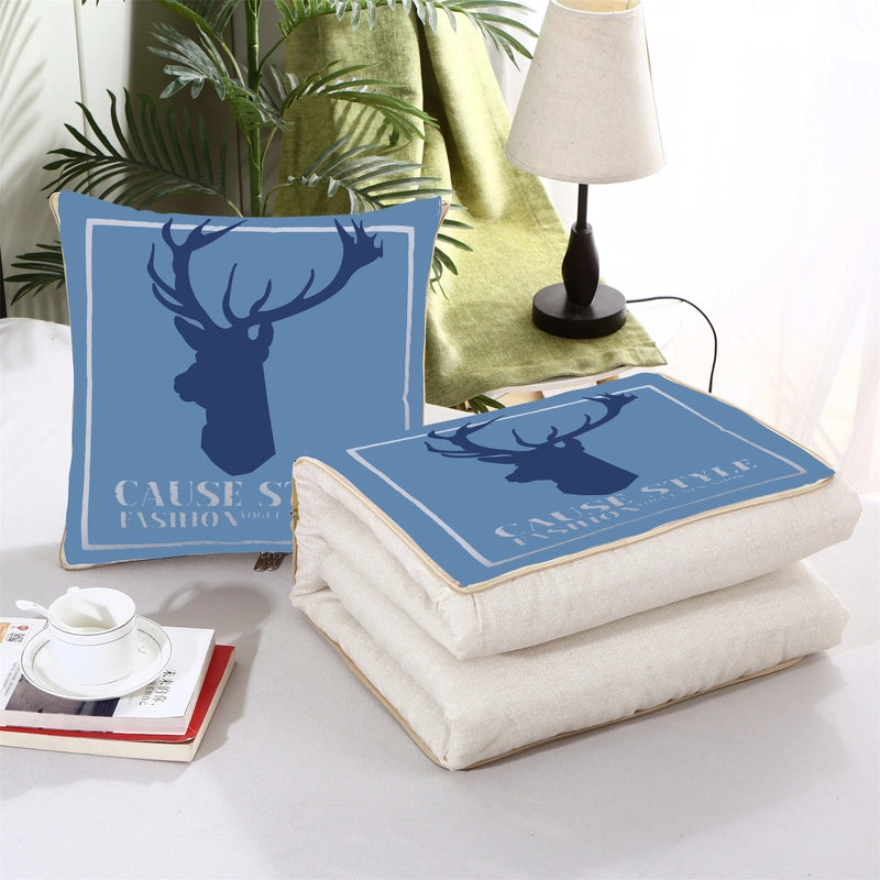 Pillow Quilt Dual-use Two-in-one Four-season Universal Car Thin Cushion Sleeping Blanket Activity Gift Printing