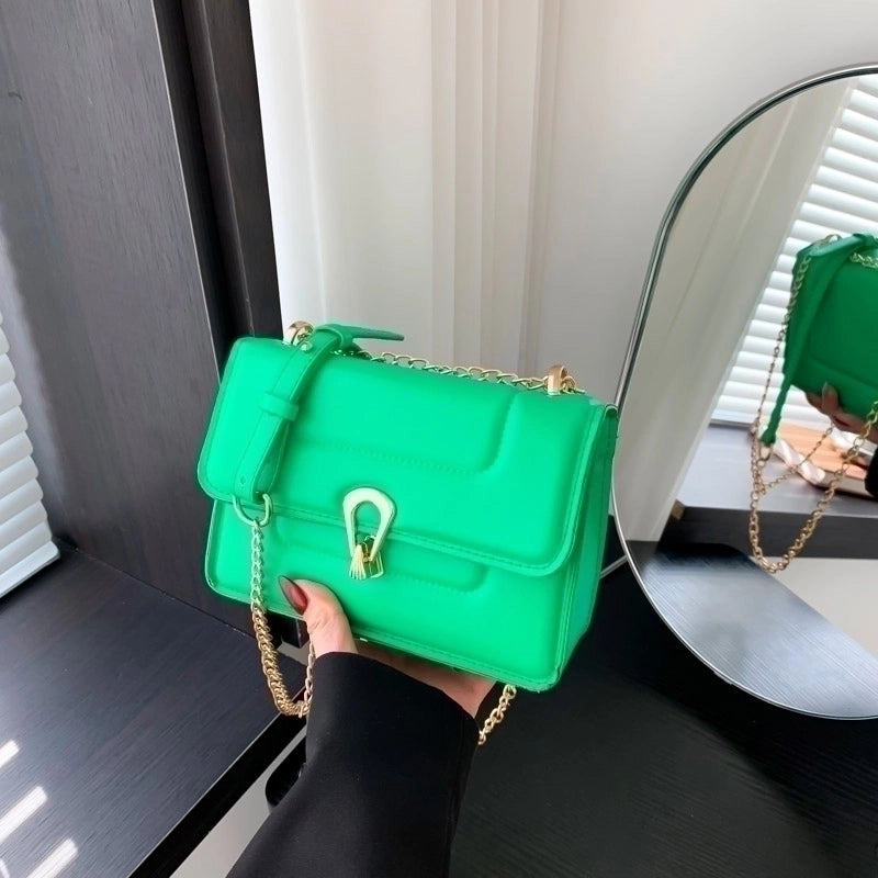 Women's Pu Leather Solid Color Classic Style Flip Cover Shoulder Bag