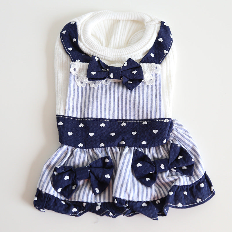 Striped Heart Printed Pet Dress&Tee