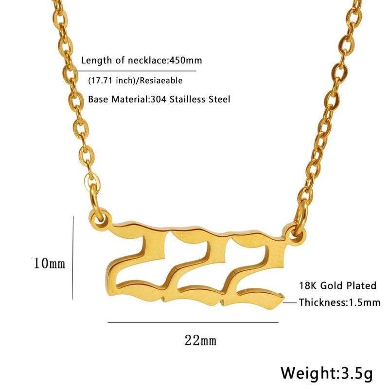 Minimalist Number Stainless Steel Plating Necklace 1 Piece