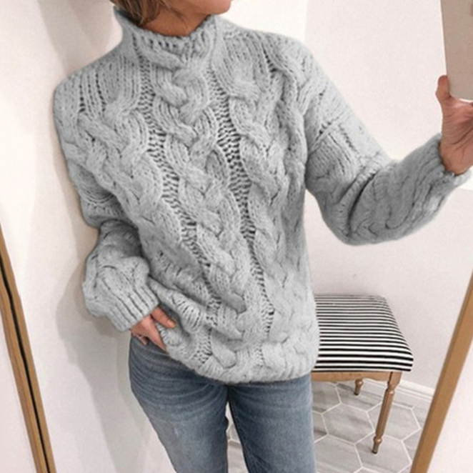 Casual Turtleneck Twist Long Sleeve Sweater