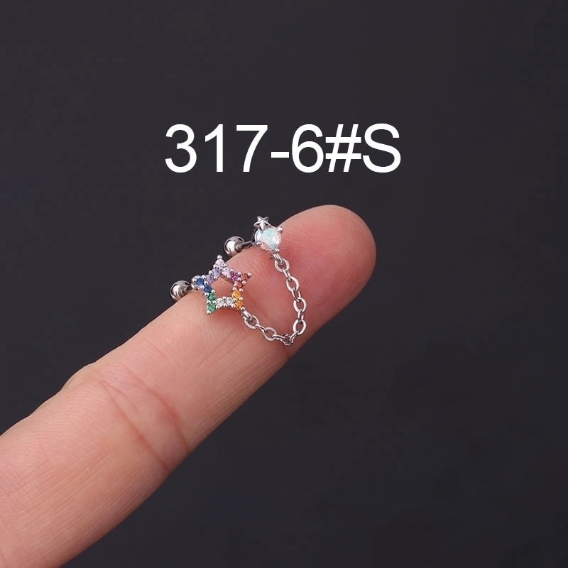 Ear Cartilage Rings & Studs Geometric Copper Plating Artificial Gemstones