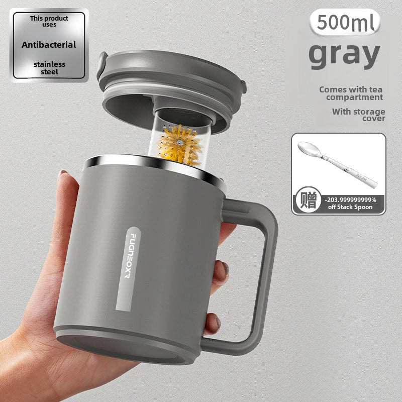 Stainless Steel Cup With Lid Mug With Spoon Office Cup Tea Cup Coffee Cup Thermos Cup For Girls And Boys