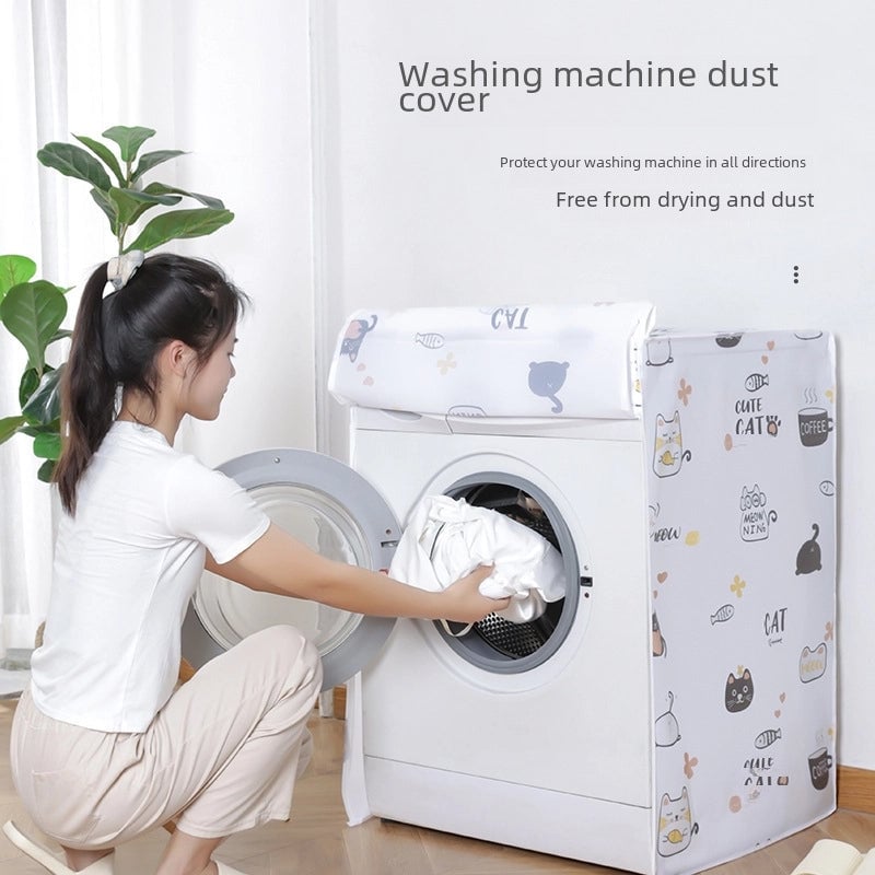 PEVA Printing Thickened Waterproof Washing Machine Dust Cover Household Washing Machine Flip Drum Dust Cover