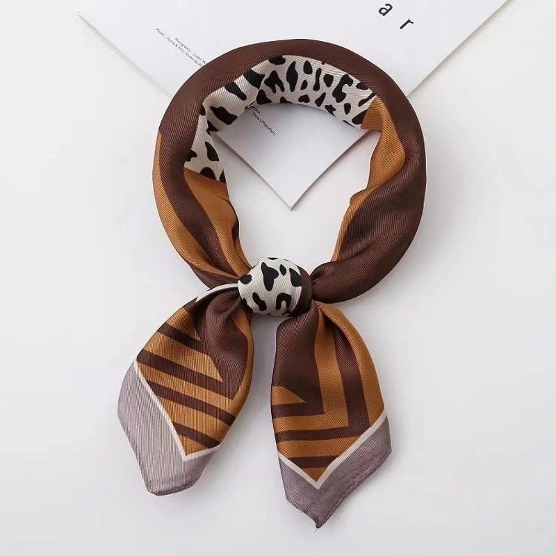 Women's Minimalist Leopard Satin Printing Silk Scarves