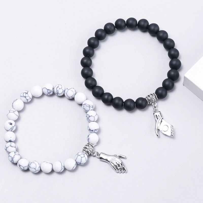 Fashion Heart Shape Agate Beaded Bracelets 1 Set