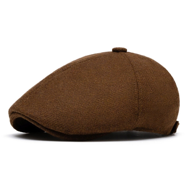 Unisex Retro British Style Solid Color Curved Eaves Beret Hat