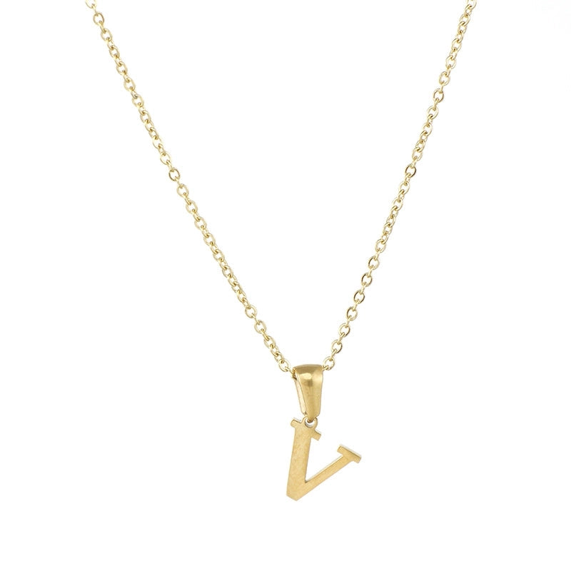 Minimalist Letter Stainless Steel Plating Pendant Necklace
