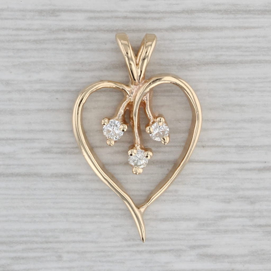 0.12ctw Diamond Spray Heart Pendant 14k Yellow Gold