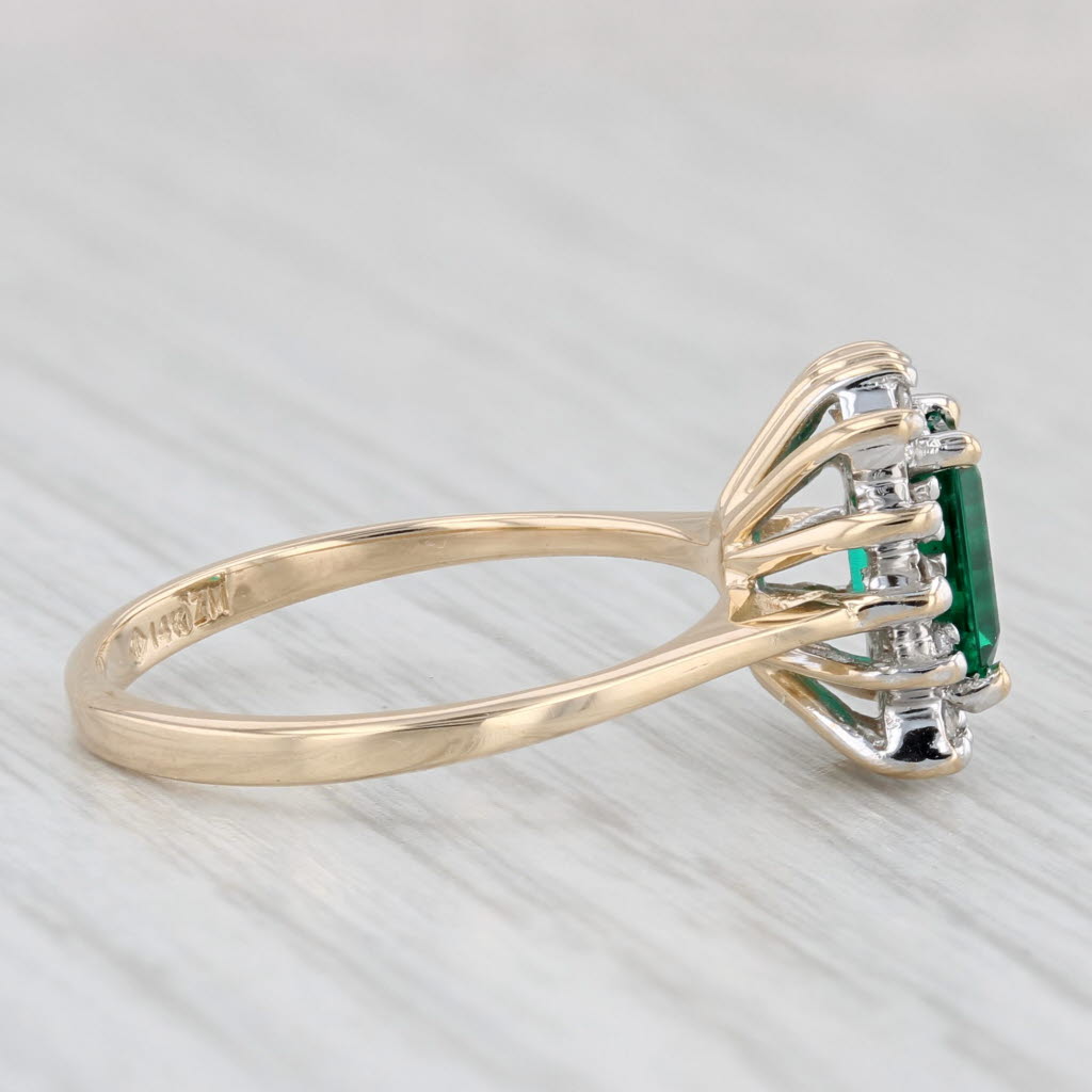 1.18ctw Lab Created Emerald Diamond Halo Ring 14k Yellow Gold Size 6 Engagement