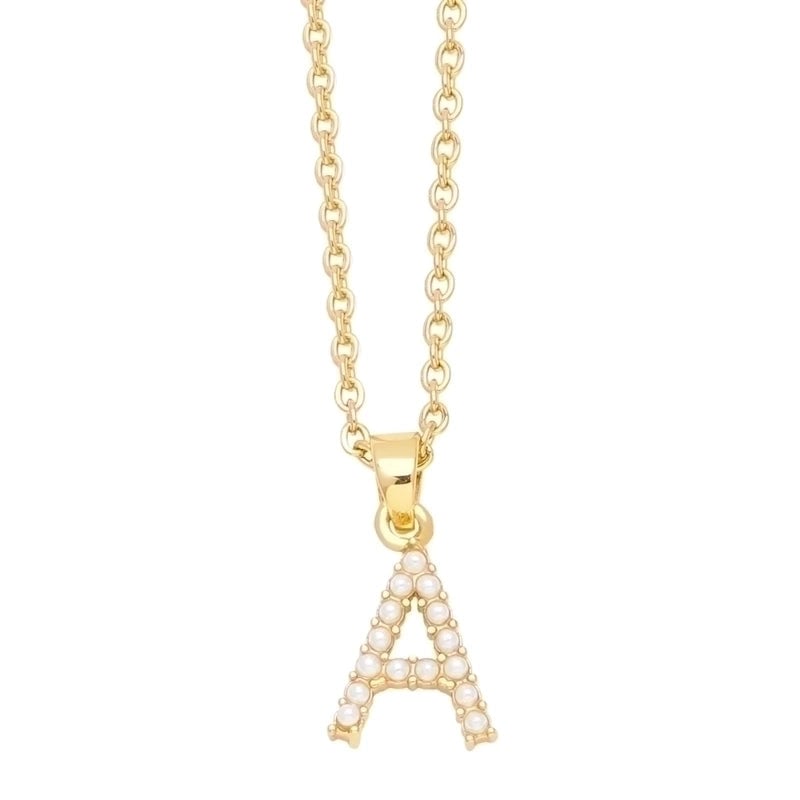 Minimalist Letter Copper Inlay Anti-pearl Necklace
