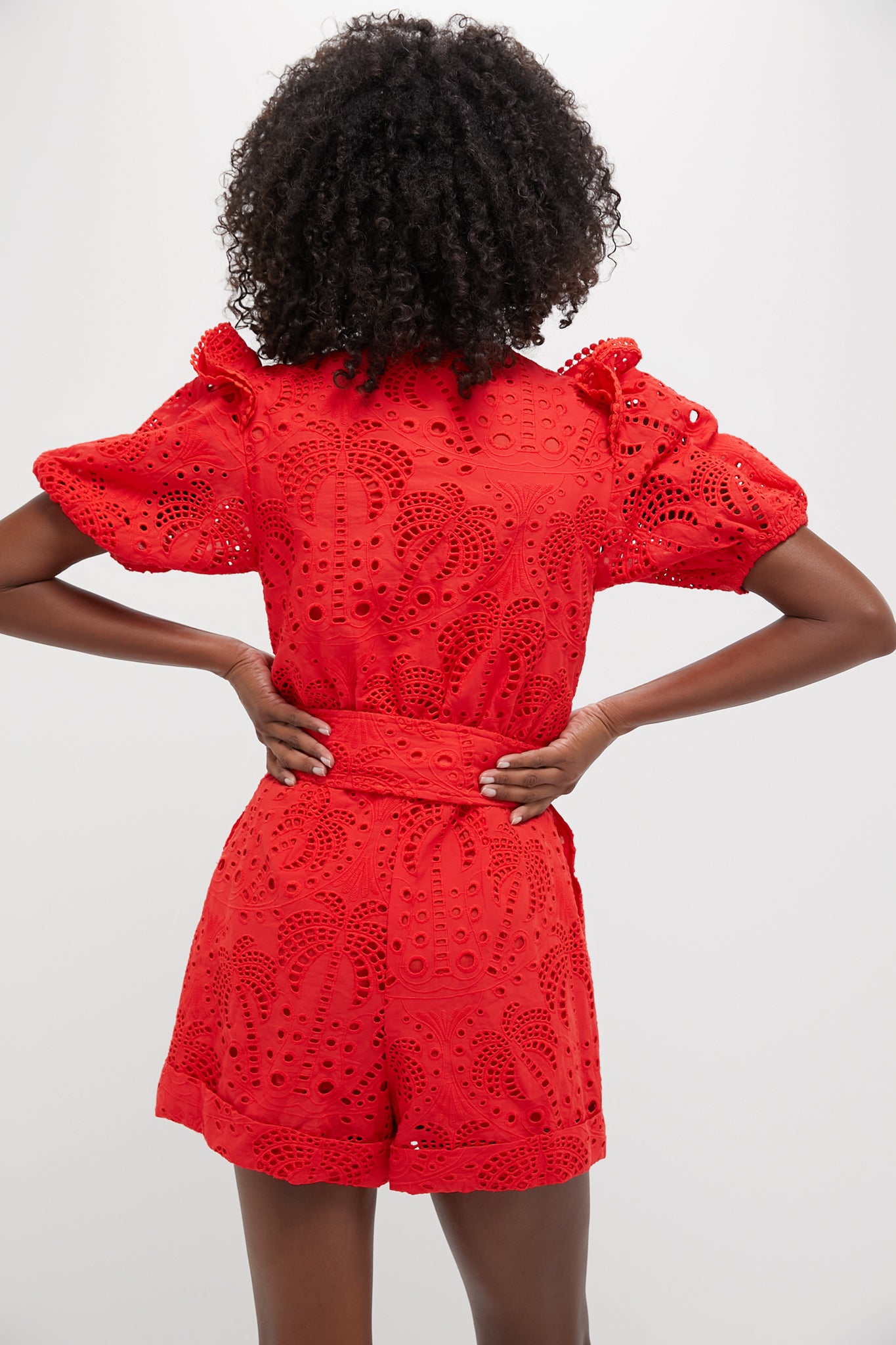 Red Eyelets Romper