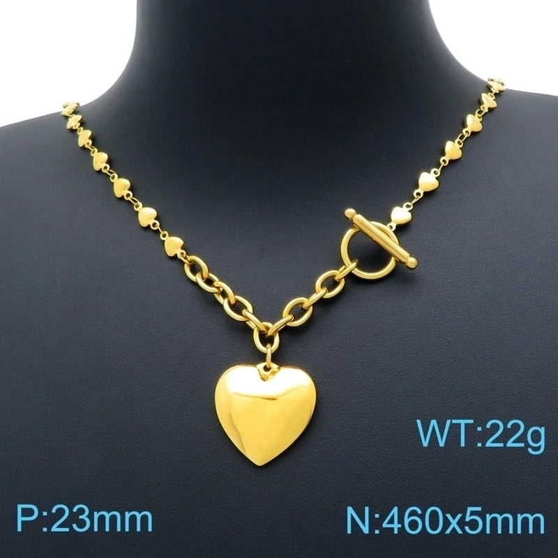 Titanium Steel 18K Gold Plated Fashion Heart