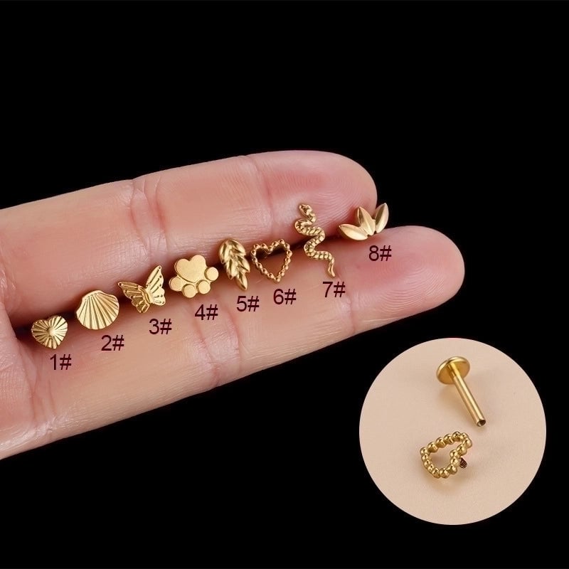 1 Piece Lip Rings Fashion Heart Shape Pure Titanium Plating