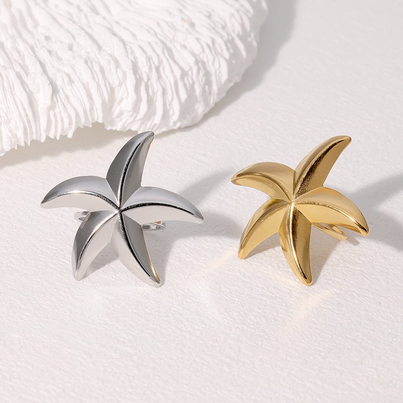 Simple And Cool Starfish Ring Beach Holiday Style Personality Niche All-Match Stainless Steel Ring For Women