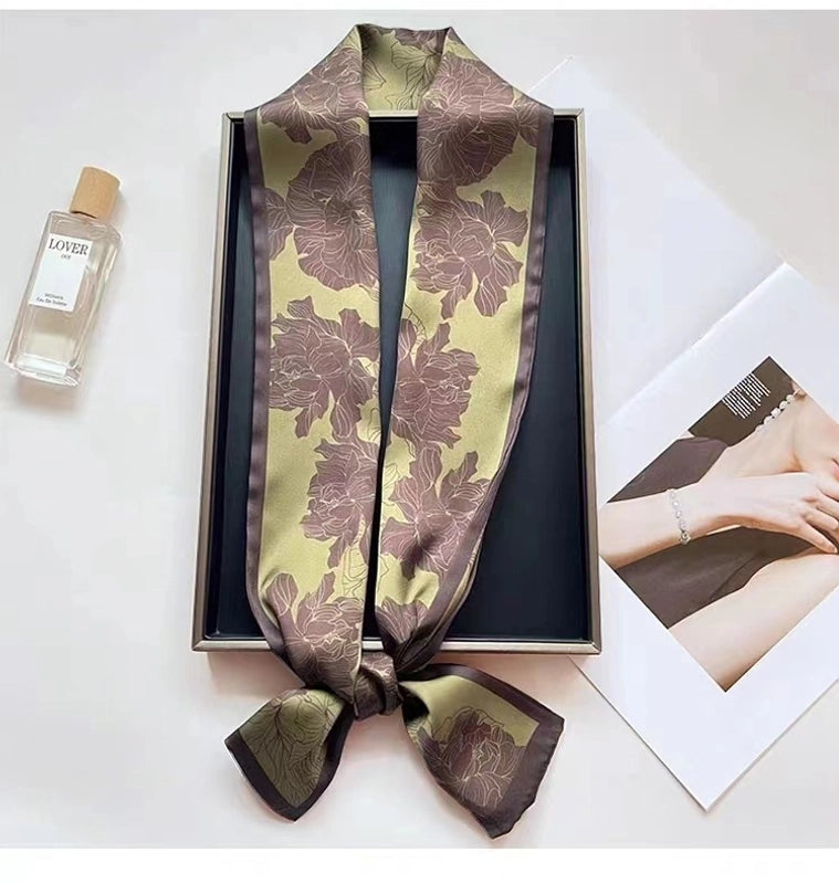Women's Minimalist Color Block Polyester Printing Silk Scarf
