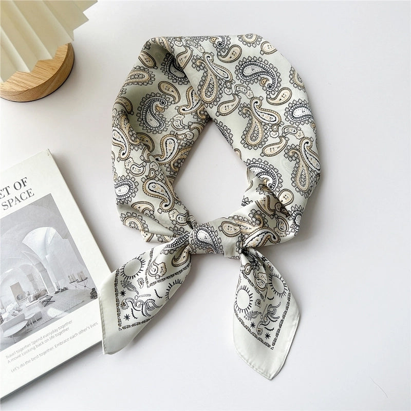 Women's Cartoon Style Cute Minimalist Printing Polyester Printing Silk Scarf