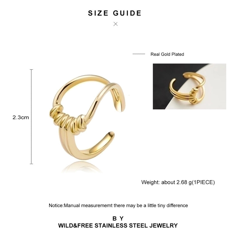 Minimalist U Shape Titanium Steel Plating 18k Gold Plated Open Ring