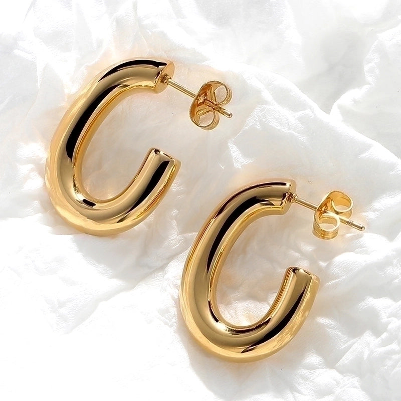 1 Pair Minimalist Classic Style Solid Color Polishing Plating Stainless Steel 18K Gold Plated Ear Studs