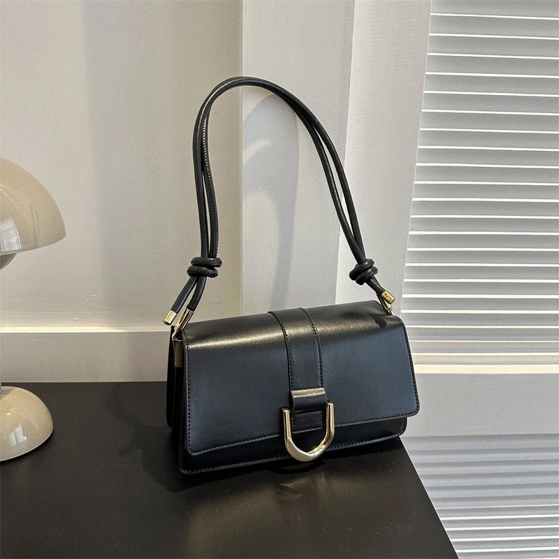 Women's Pu Leather Solid Color Basic Classic Style Square Magnetic Buckle Crossbody Bag Underarm Bag