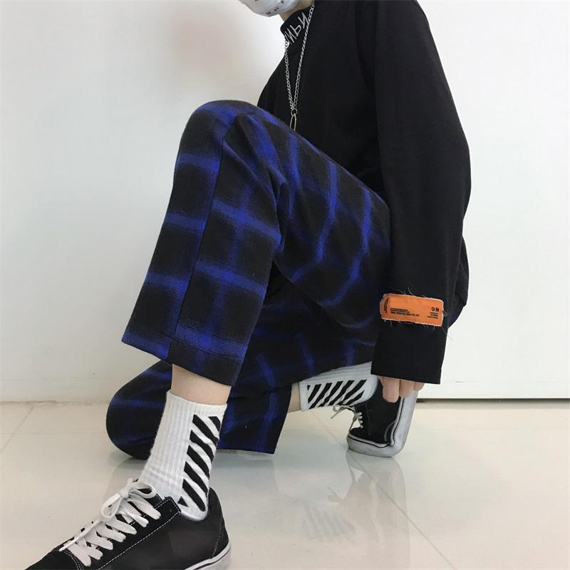 Plaid Fleece Straight Trousers