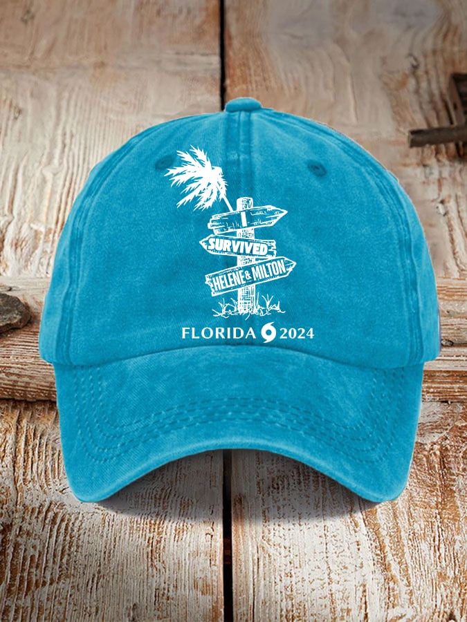 'Florida Hurricane Helene and Milton' print hat