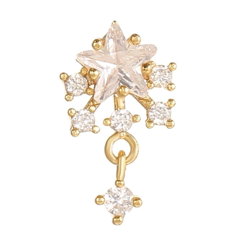5 Pieces Sweet Heart Shape Copper Inlaid Zircon Drop Earrings Ear Studs 1 Piece