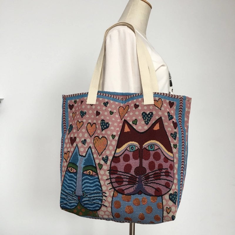 Women's Canvas Printing Streetwear Square Open Square Bag