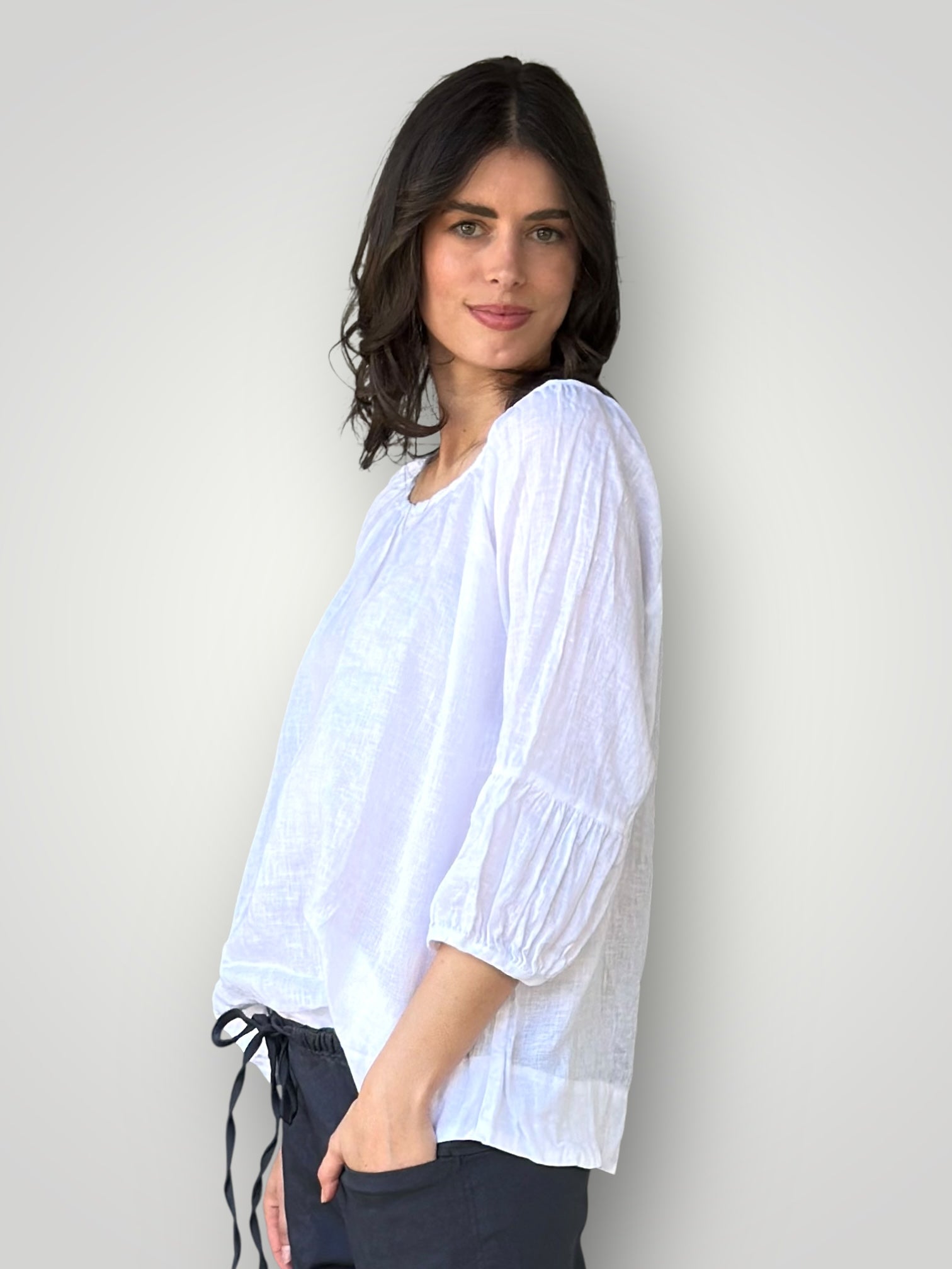 julia top-white linen