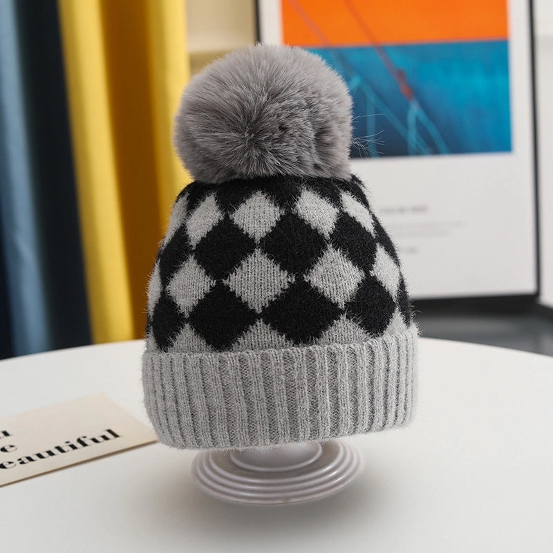 Children Unisex Basic Streetwear Plaid Wool Cap