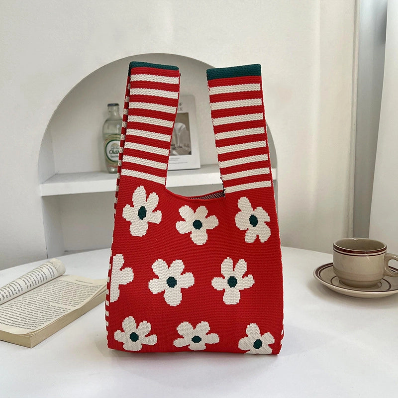 Women's Medium Polyester Flower Basic Vintage Style Square Open Shopping Bags