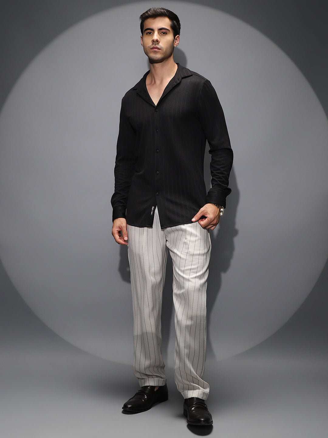 Chevron-Panel Tactile Shirt