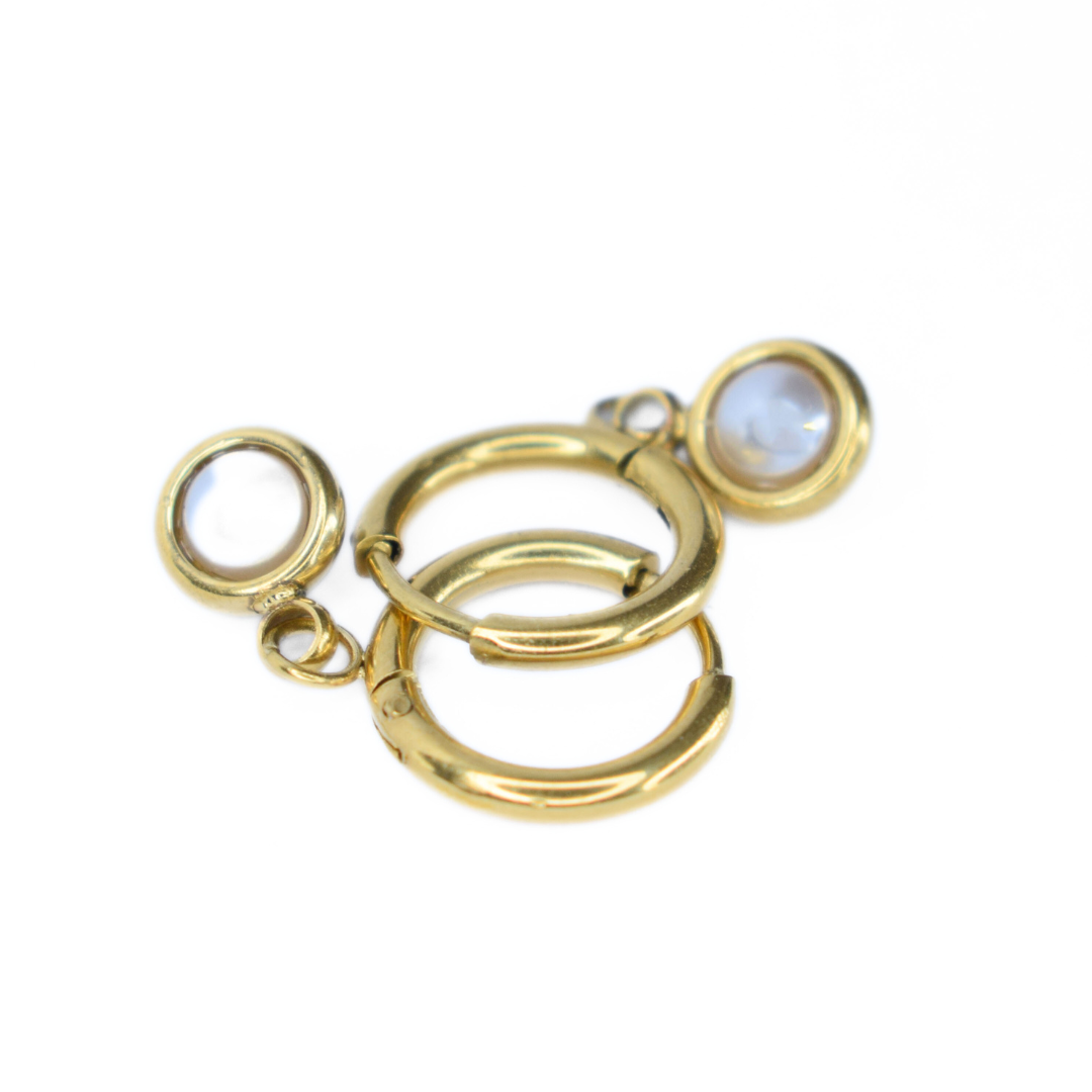 Framed pearl hoop - Gold