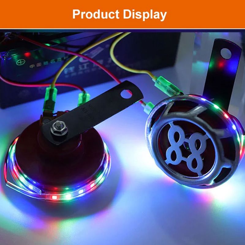 Universal Waterproof Car Snail Horn with Colorful Lights