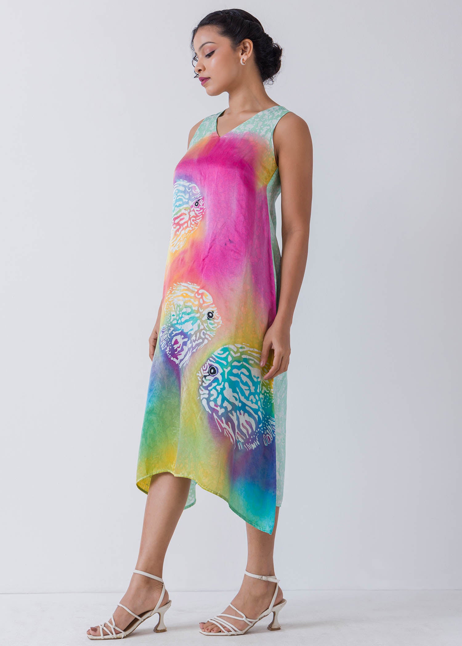 Multi Coloured Sleeveless Batik Dress