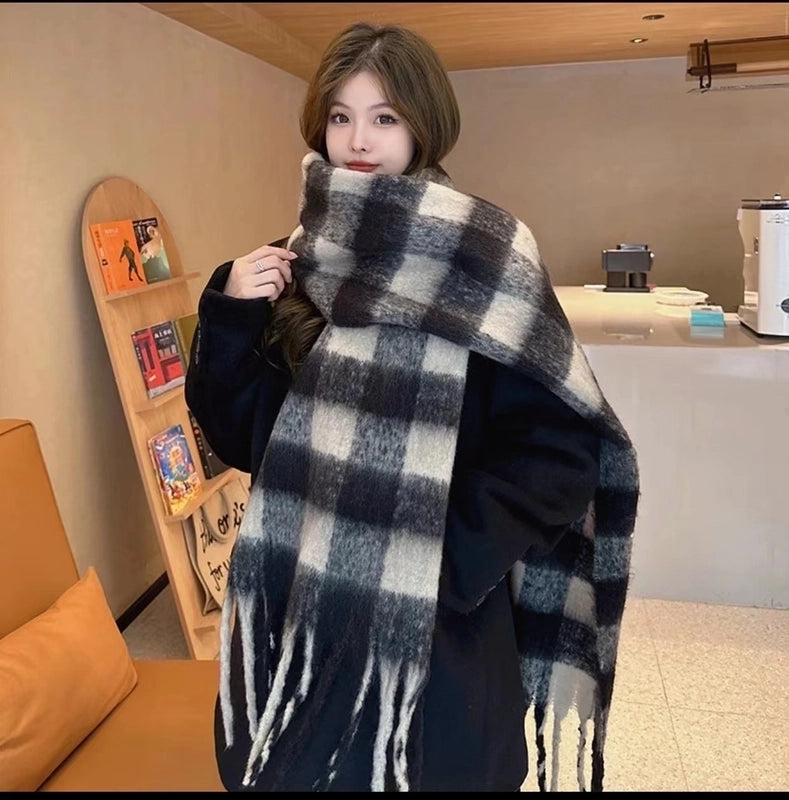 Women's Lady Minimalist Lattice Imitation Cashmere Scarf