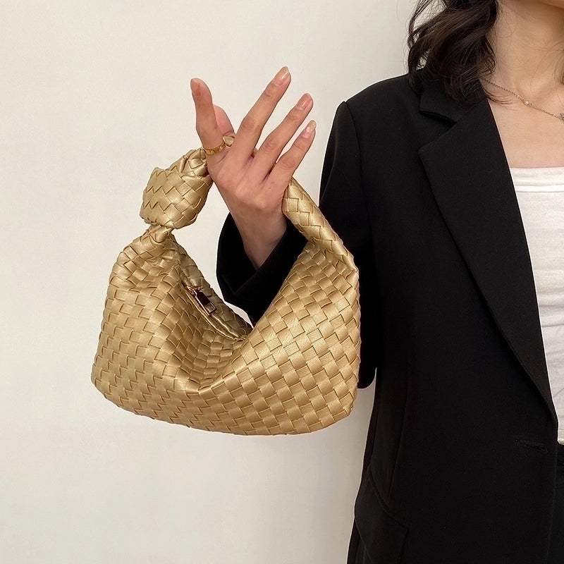 Women's Small Pu Leather Solid Color Classic Style Dumpling Shape Zipper Shoulder Bag