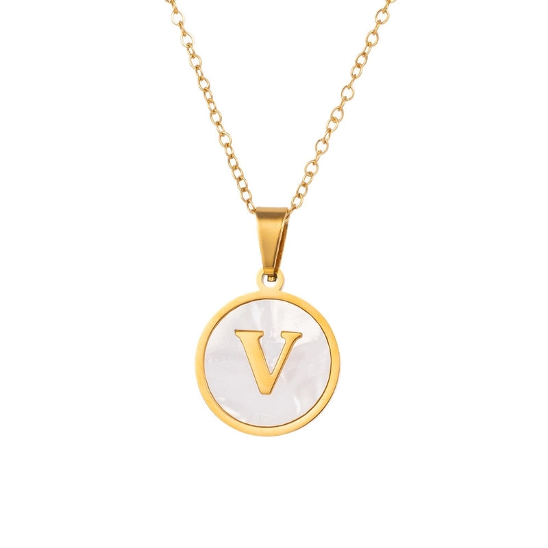 Minimalist Letter Titanium Steel Pendant Necklace