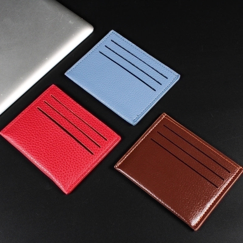 Unisex All Seasons Pu Leather Solid Color Vintage Style Square Open Card Holder