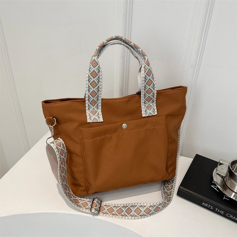 Women's Canvas Solid Color Classic Style Zipper Crossbody Bag