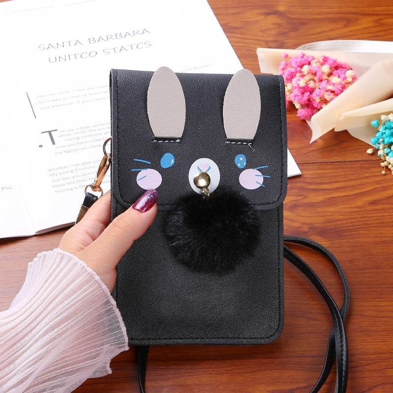 Women's All Seasons Pu Leather Cartoon Fashion Fluff Ball Square Magnetic Buckle Phone Wallet