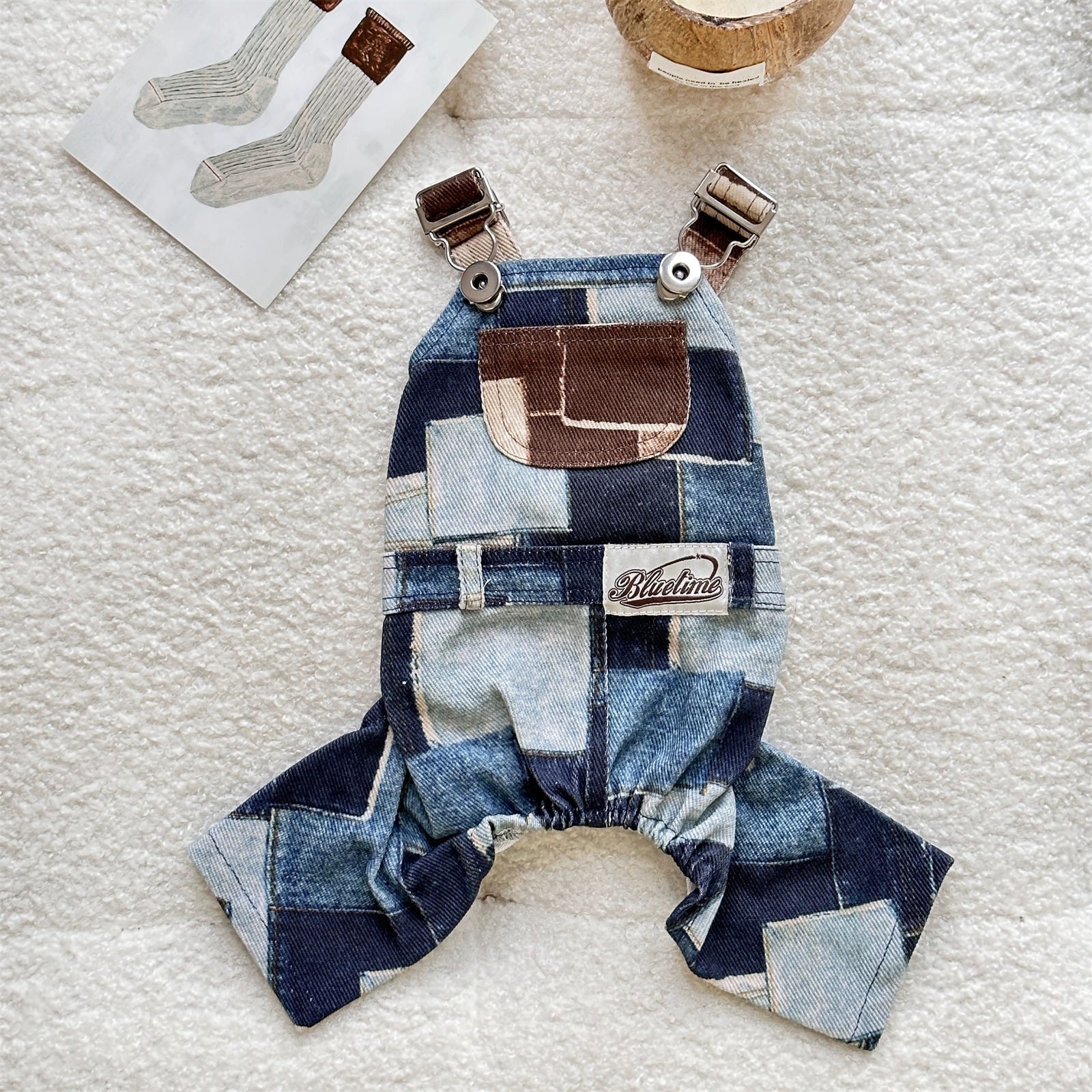 Collage Pattern Denim Dog Jumpsuits/Dress