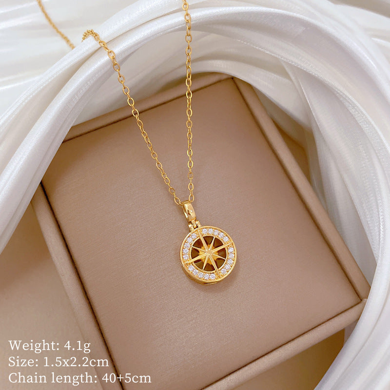 Copper Micro-Inlaid Cross Fashionable And Gorgeous Full Diamond Necklace For Women All-Match Clavicle Chain Titanium Steel